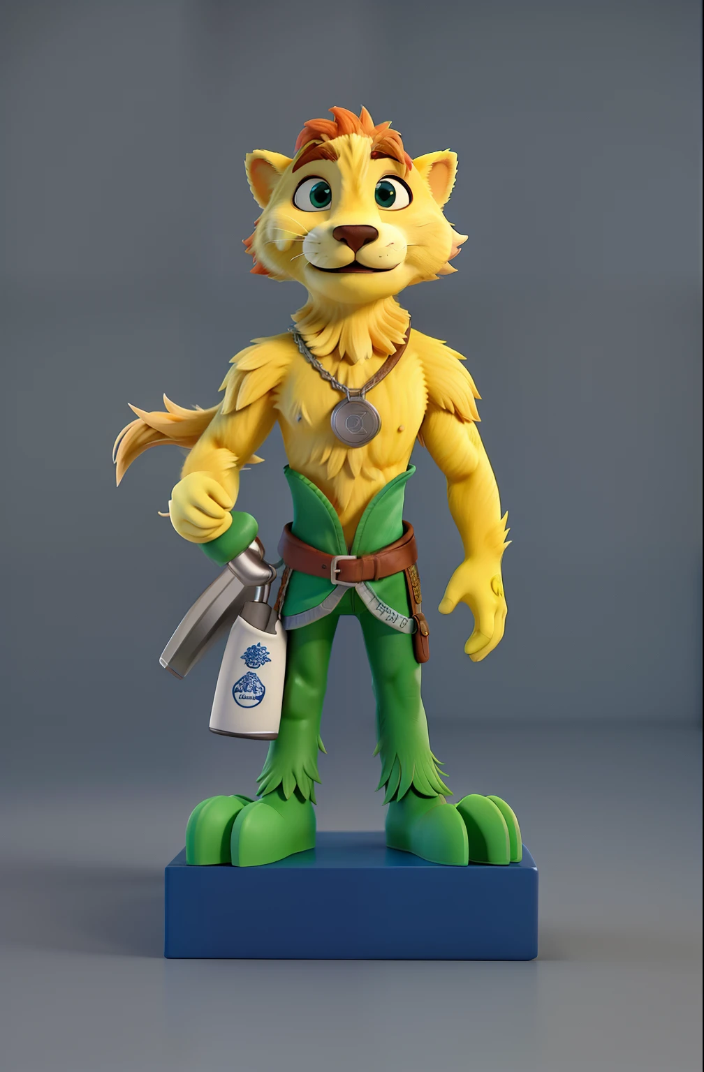 O mascote Ginga do COB com um avental de cozinha branco amarrado na cintura.