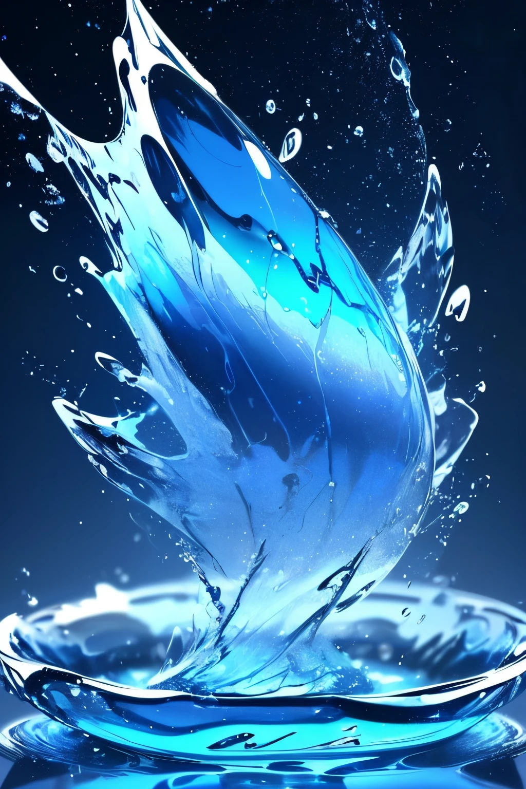 Close-up of water splash on transparent background, Cartoony，Animated, Splashes of water swirling in the background, Liquid water, Splash and liquid water, Realistic water sharp focus, water splash spinning, Cosmic water splash spinning, transparent background