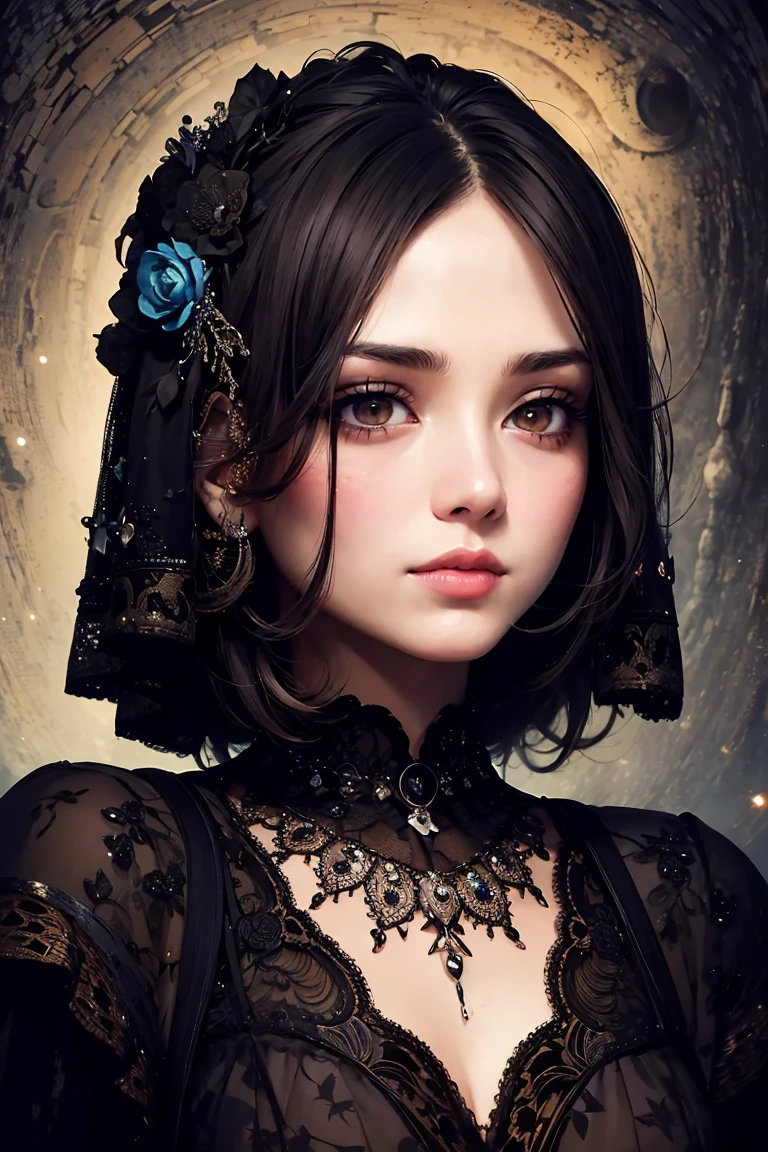 Beautiful detailed eyes, Beautiful detailed lips, extra detailed face, long eyelashes, Oil Painting, dark and intense atmosphere, Dramatic Lighting, Vibrant colors, Expressive emotions, Intricate details, Elements of surrealism.
