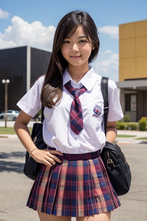 Japanese,9 years old,teenage girl,cute,Childish,,primary school student,4th grade elementary school student,private elementary school,uniform,blazer,plaid skirt,school bag,inside the classroom