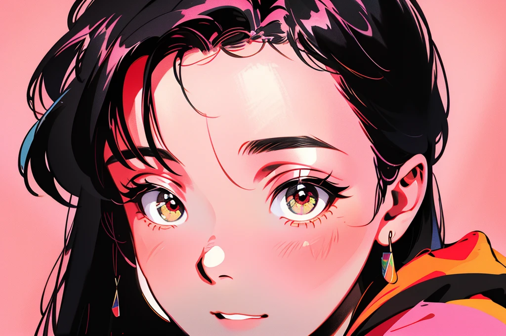 1 handsome boy and beautiful girl, black hair, forehead coma hair, Korean hair, red eyes, street style outfit, gradient hoodie in pink and yellow, colorful background, shiny, engaging gaze towards viewer, upper body
(best quality,4k,8k,highres,masterpiece:1.2), ultra-detailed, (realistic,photorealistic,photo-realistic:1.37), HDR, UHD, studio lighting, ultra-fine painting, sharp focus, physically-based rendering, extreme detail description, professional, vivid colors, bokeh
portraits, street photography, vibrant colors, warm tones, soft lighting
