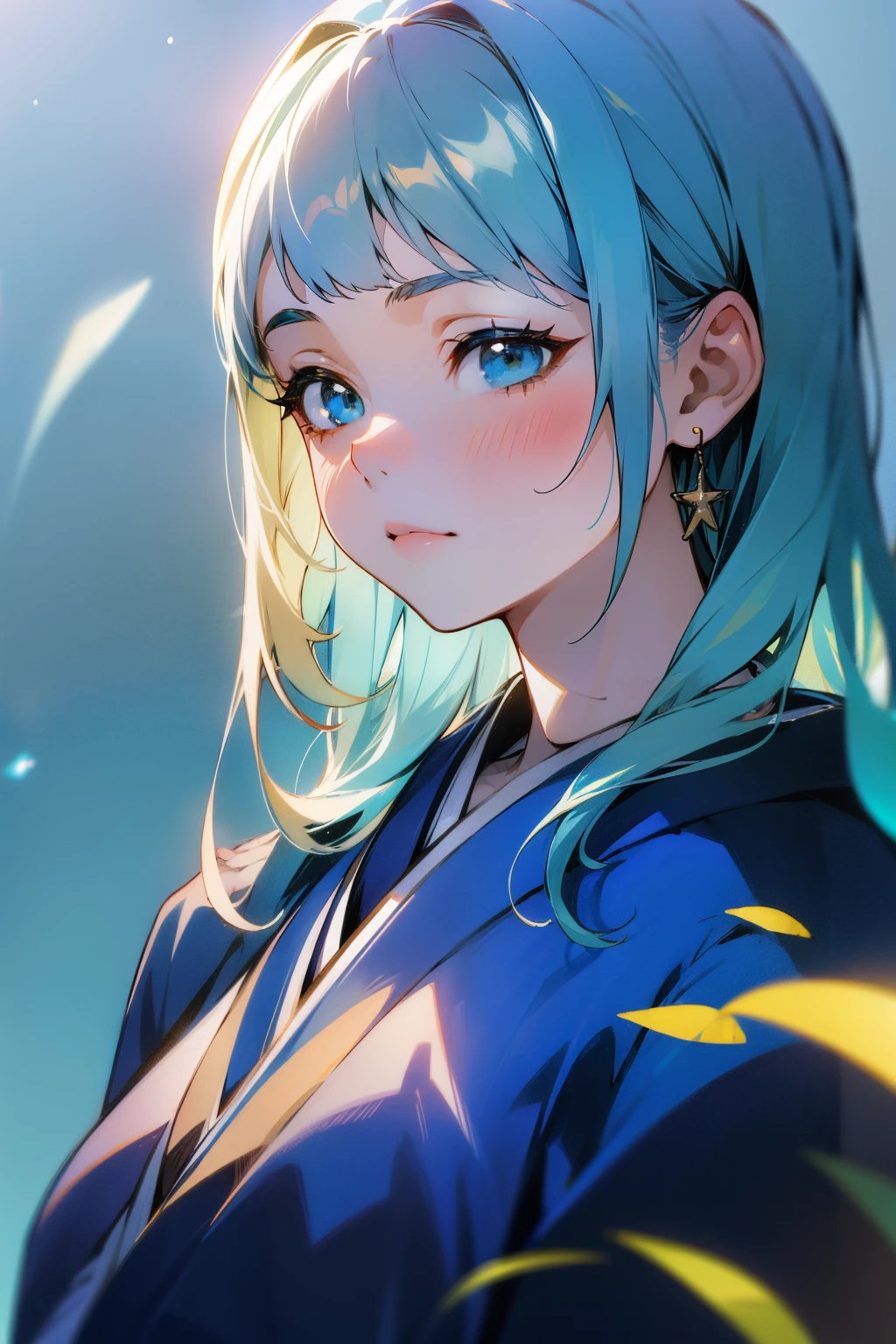 (((horizon blue world:1.3)))、Best Quality, masutepiece, High resolution, (((1girl in))), sixteen years old,(((i am horizon blue:1.3)))、horizon blue kimono、 Tindall Effect, Realistic, Shadow Studio,Ultramarine Lighting, dual-tone lighting, (High Detail Skins: 1.2)、Pale colored lighting、Dark lighting、 Digital SLR, Photo, High resolution, 4K, 8K, Background blur,Fade out beautifully、horizon blue world
