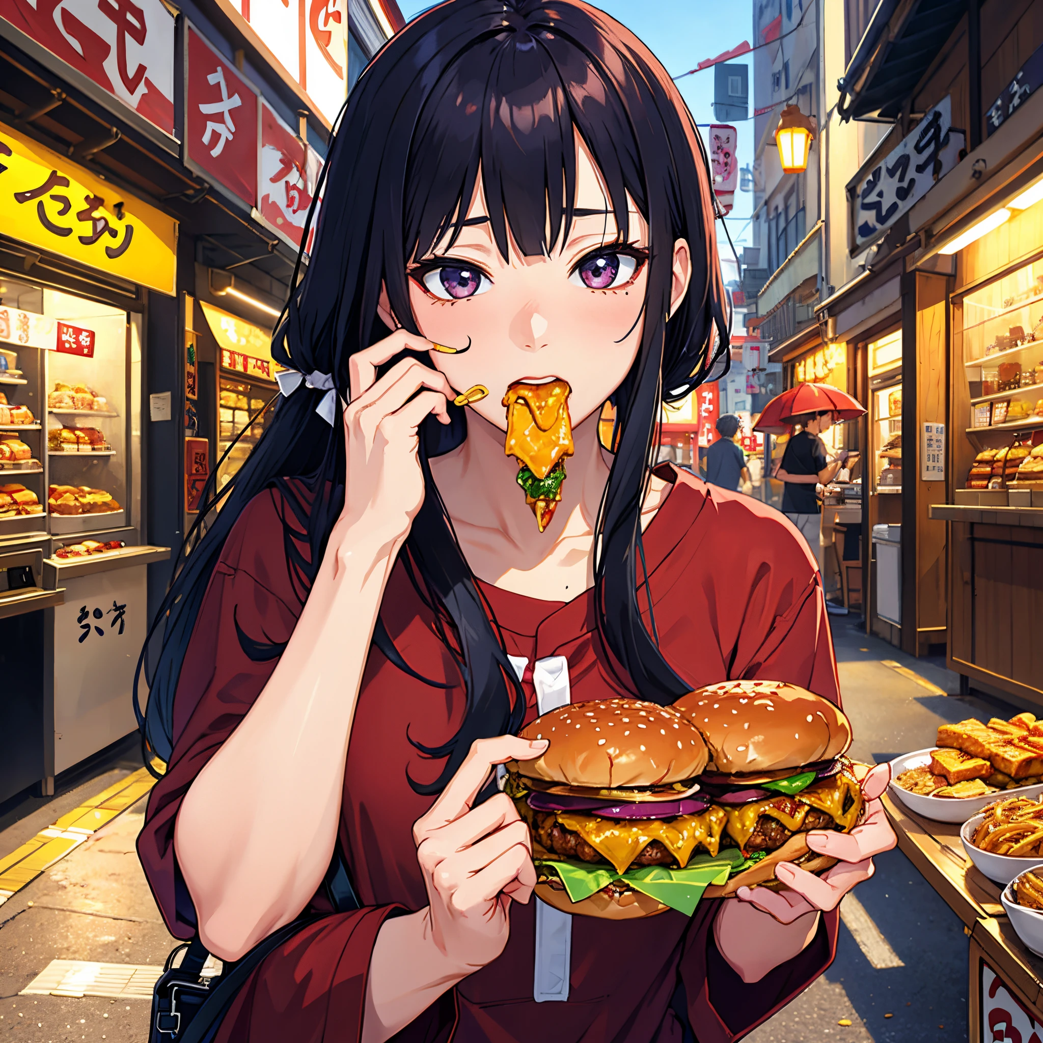 In the Japanese anime "Demon Slayer," the character Nezuko Kamado is seen with a hotdog in her mouth when she is in a zombie-like state., (Studio ghibli style, Art by Hayao Miyazaki:1.2), Anime Style, Manga Style, Hand drawn, cinematic sensual, Sharp focus, humorous illustration, big depth of field, Masterpiece, concept art, trending on artstation, Vivid colors, Simplified style, trending on ArtStation, trending on CGSociety, Intricate, Vibrant colors, Soft Shading, Simplistic Features, Sharp Angles, Playful