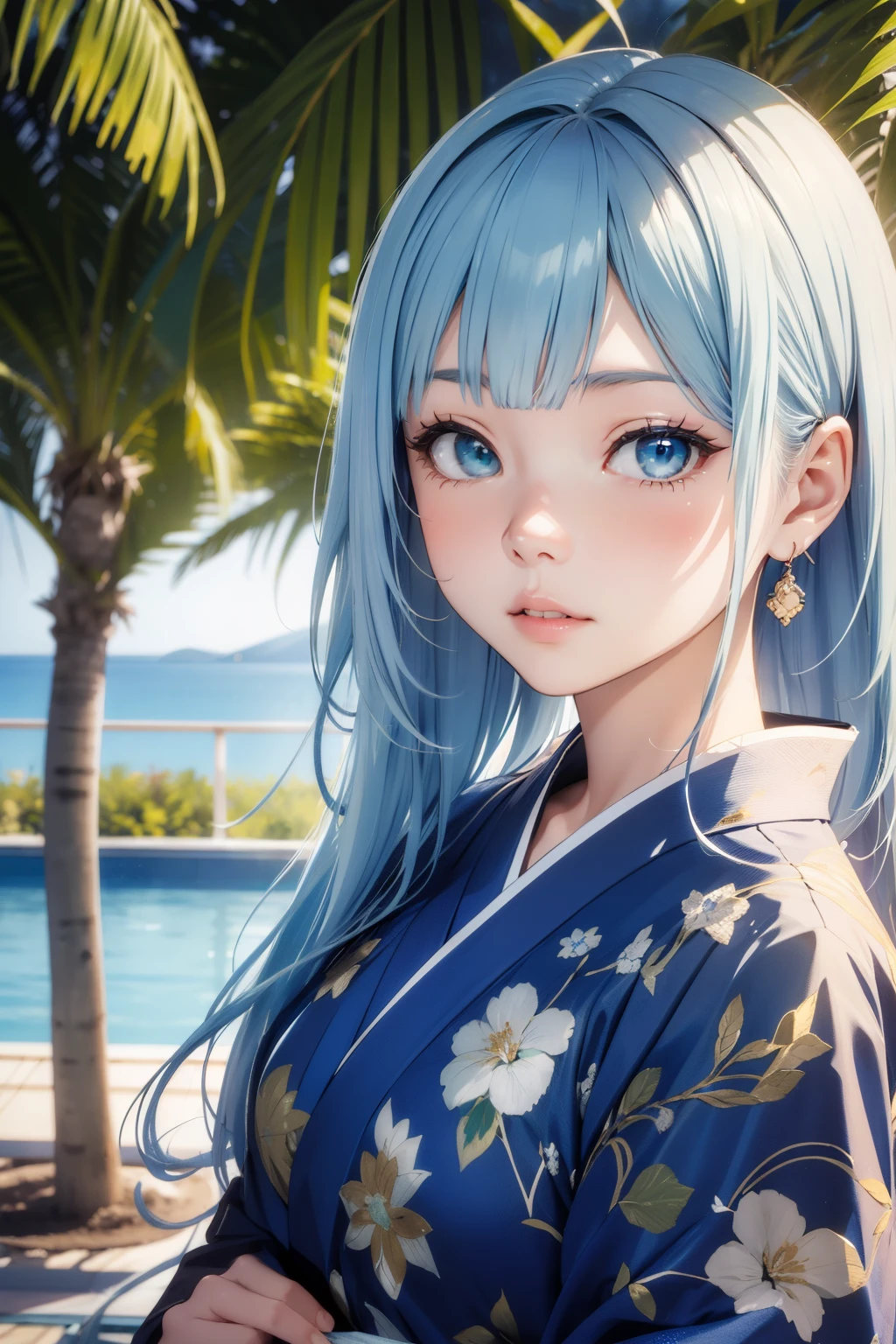 (((horizon blue world:1.3)))、Best Quality, masutepiece, High resolution, (((1girl in))), sixteen years old,(((i am horizon blue:1.3)))、horizon blue kimono、 Tindall Effect, Realistic, Shadow Studio,Ultramarine Lighting, dual-tone lighting, (High Detail Skins: 1.2)、Pale colored lighting、Dark lighting、 Digital SLR, Photo, High resolution, 4K, 8K, Background blur,Fade out beautifully、horizon blue world