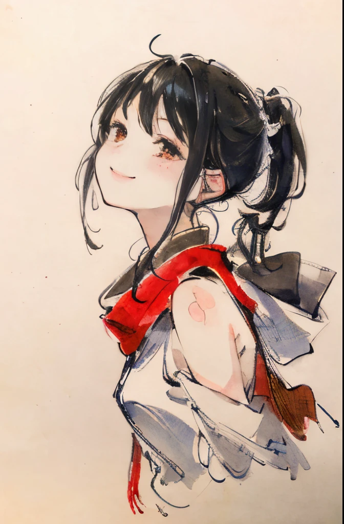 (realisitic:1.4)、(Very complex:1.2)、(The upper part of the body:1.2)、(from the front side:1.3)、1girl in Smile, 超A high resolution、8K UHD、perfect anatomia、Exquisitely detailed skin、Best Shadows、 Delicate、hight resolution,line-drawing,monochromes,sketch,Pencil drawing,Traditional Media,without background