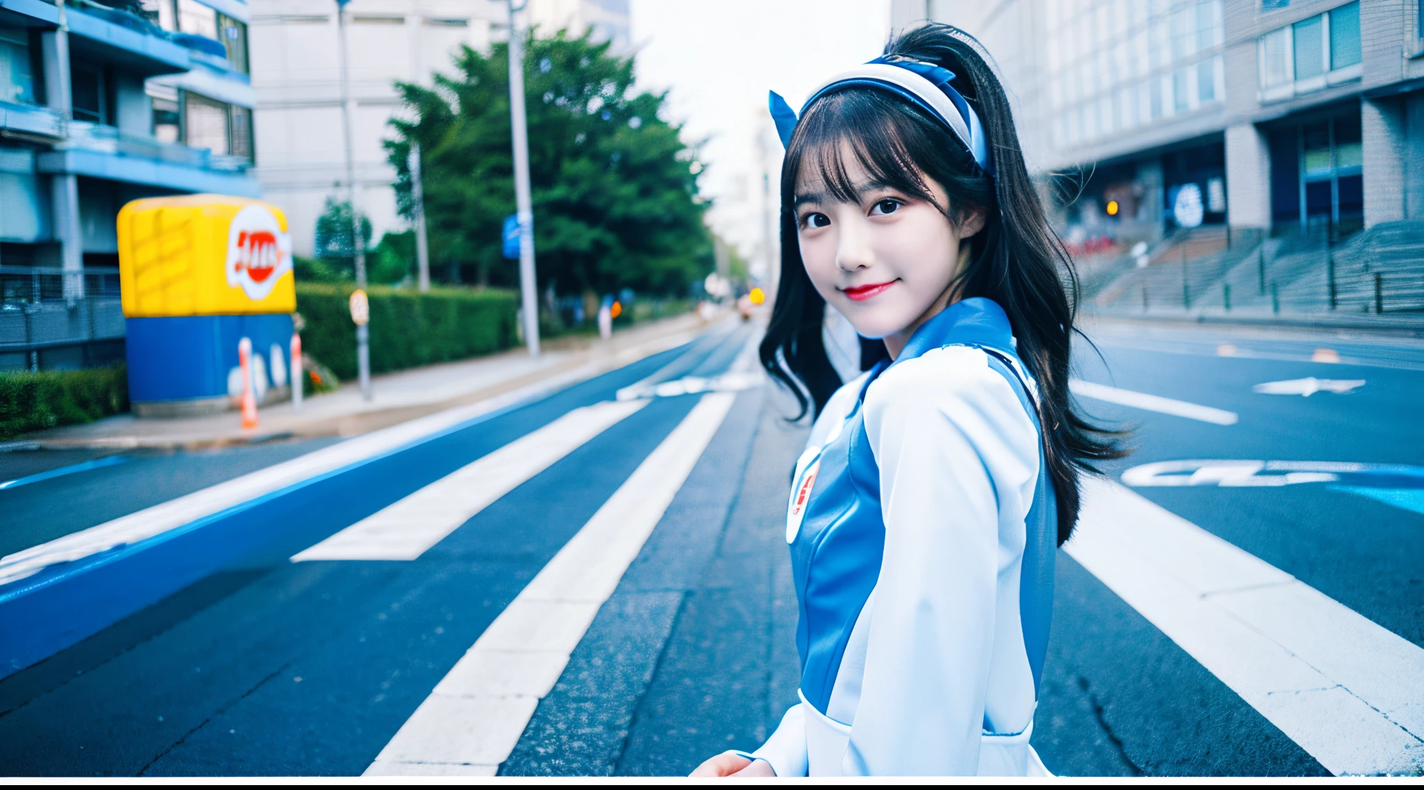 Beautiful race queen 18 years old in light blue costume