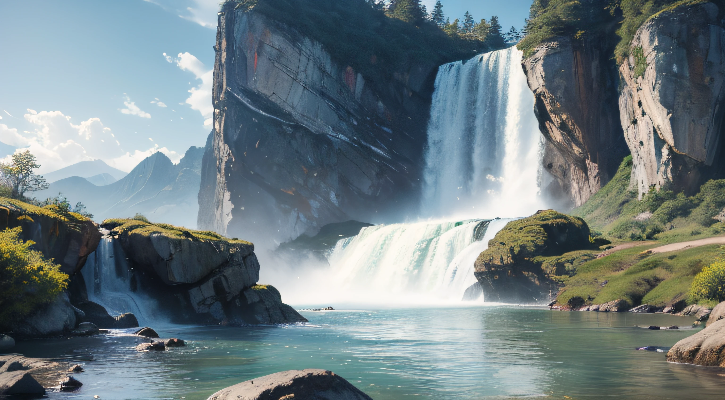 landscape, Water, (the Extremely Detailed CG Unity 8K Wallpapers), most beautiful artwork in the world, Professional majestic oil painting, Convoluted, high detailing, Sharp Focus, Dramatic, Photorealistic Painting Art