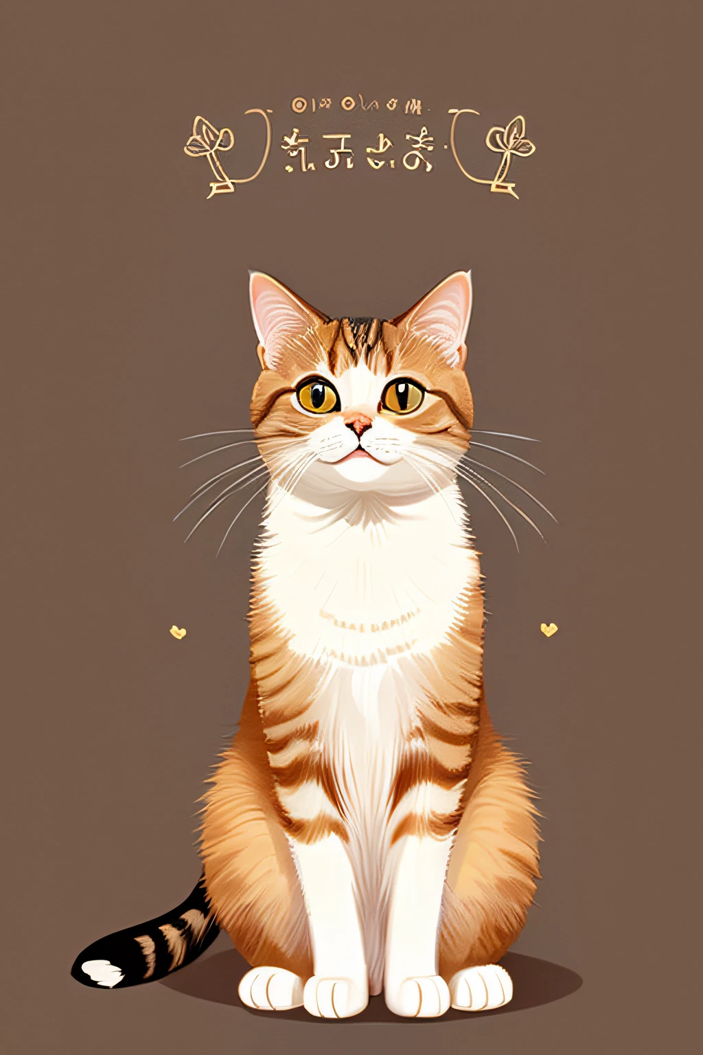 「Please draw an illustration of an adorable cat。cats have big eyes、Features a soft coat。Is it a cat sitting in an elegant pose??、or、Please express a playful pose.。the cat looks happy、Brighten backgrounds、Create a warm atmosphere。.。」