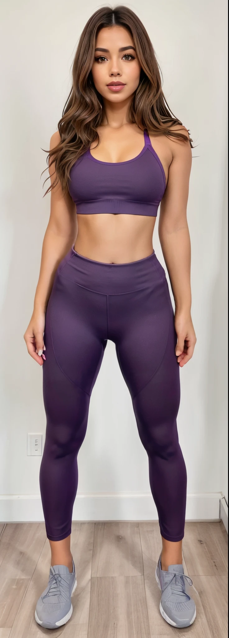 arafa woman in purple sports bra and matching leggings, Pontes roxas com Leggings, Leggings, foto fit, Leggings, corpo em forma, usando equipamento de fitness, corpo tonificado, lacuna na coxa, sport bra and shorts, cintura - tiro, roupas esportivas fofas, mulher em forma, parte superior e inferior do corpo, cintura magra e quadris grossos, two piece workout clothes, menina em forma