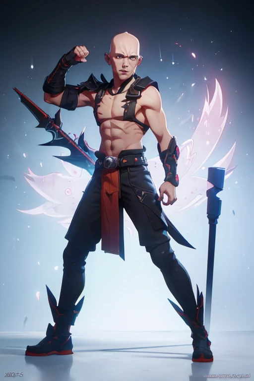 01_(Stylized character concept art), (1.full body figure), (3D character concept), (game character design).
(Description of the hero), (a young man, a Shaolin monk who combines traditional elements of ancient Chinese martial masters and modern urbanized details of appearance). (A smoothly cropped head, a piercing gaze, this is a fighter, an artist, a cyber-mage. He has a strong, slender physique, a bald head, a strong neck, shoulders, arms, and slender legs). (Dressed in a loose silk kimono, decorated with traditional Chinese patterns; flowers, peonies, skulls, and birds. A wide belt girds a strong torso, the open chest is covered with rosary beads. Arms and legs are protected by combat protective elements in a futuristic style, cyberpunk, cyber fighter. ! On her feet are cool white sports shoes, with thick soles!). (His weapon, the magic of fine arts, is armed with a long pole, this is a technological device, vaguely reminiscent of a traditional fighting pole, metal, electronic, cyber weapons. With the help of virtual images, the Fighter Monk is able to recreate various elements in space; dragons, demons, birds, flowers, and dead people. Depending on the level of accumulated energy and the presence of “primary elements”).
02_Image made in the style of a concept sheet, white empty background, (one character, full height), weapon in hands, (01_option, spectacular dynamic - combat pose with a pole, creates a combat phantom in space), (02_ option, standing relaxed - meditatively contemplative image). (Clothing colors, muted orange, metal elements, plastic; Cyberpunk style, future fighter).
03_Stylization, game character concept, white background, one full-length hero. Stylization; fantasy - cyberpunk, Riot Games, League of Legends, World of Warcraft. 3D character, game model, high quality – artistic hand-drawn 2D textures; (diffusion, transparency, glow, relief.) Rich, balanced color scheme, linear graphic outline in black.