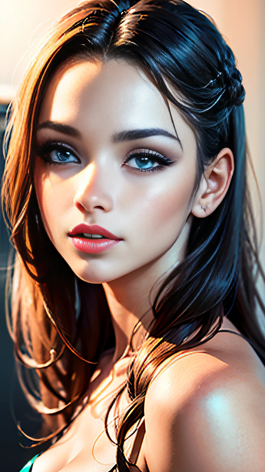 The prompt for the beautiful female portrait is as follows:
(best quality,4k,8k,highres,masterpiece:1.2),ultra-detailed,(realistic,photorealistic,photo-realistic:1.37),portraits,beautiful detailed eyes,beautiful detailed lips,extremely detailed eyes and face,long eyelashes,soft skin,natural looking hair,subtle highlights and shadows,fine art medium,delicate brushstrokes,pastel colors,faintly glowing background light