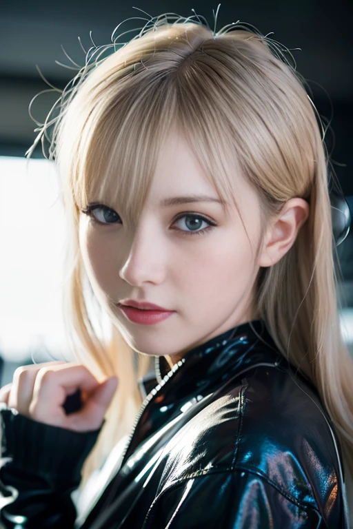 (8K, Raw photo, Best Quality, masutepiece:1.3),(Realistic,Photorealsitic:1.37),(Looking at Viewer:1.331),Cyberpunk City,Soft light,1girl in,Extremely beautiful face,Bust,put down hands,Random hairstyle,Random expression,Big eyes,