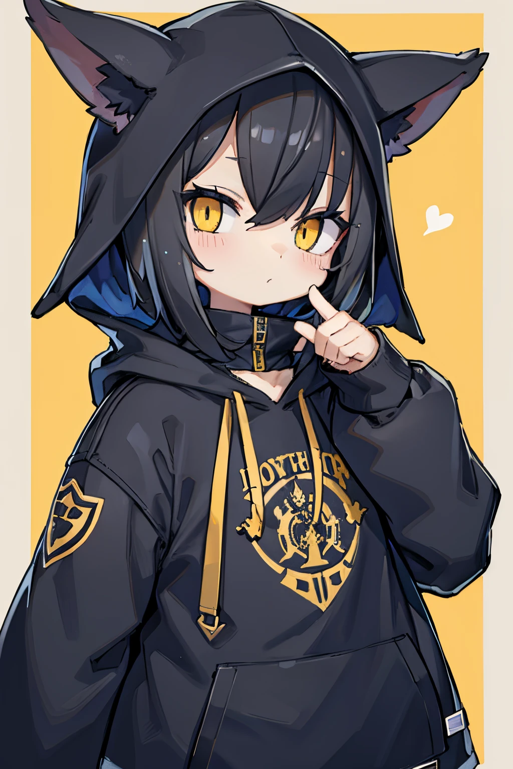 youthful(Short black hair,Yellow eyes)Black hooded T-shirt