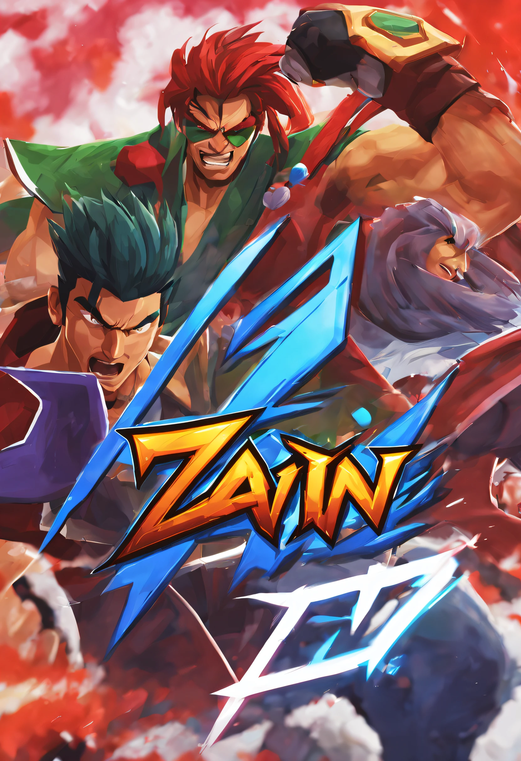 Fighting game style ("ZAIN" text logo),people angrily shouting at each other under the text "GC ARTIST", . Dynamic, vibrant, action-packed, detailed character design, reminiscent of fighting video games