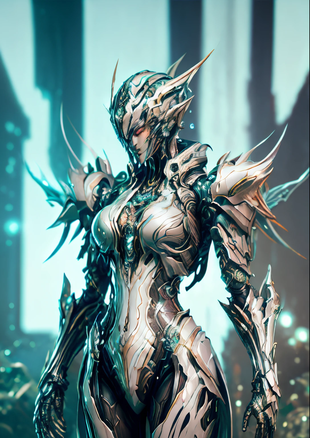 Steampunk Cyborg Angel、large wings made of metal、White porcelain body、white  hair、glowy skin、1 Cyborg Girl、About Cyberpunk、​look at viewer、

Best-quality、​masterpiece、A high resolution、(Photorealsitic:1.4)、Raw photo、((super realistic details))、portlate、globalillumination、Shadow、octan render、8K、ultrasharp、character edge light,Colossal tits、Raw skin is exposed in cleavage、Details of complex ornaments、Acrylic Clear Cover、Sumerian details、Hydraulic cylinder、Small LED lamp、highly intricate detail、Realistic light、a purple eye、radiant eyes、neon details、cowboy  shot、Futuristic headgear、((Full Body))、See leg