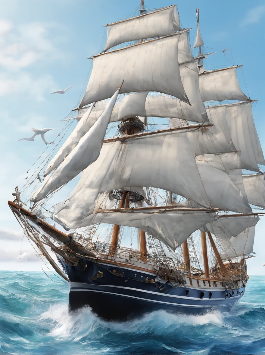 Sail ships、A hyper-realistic、Dynamism