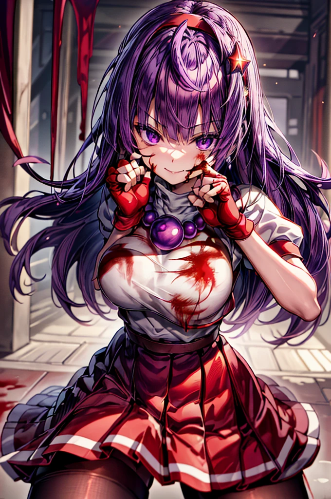 The girl covered in blood lay on the ground