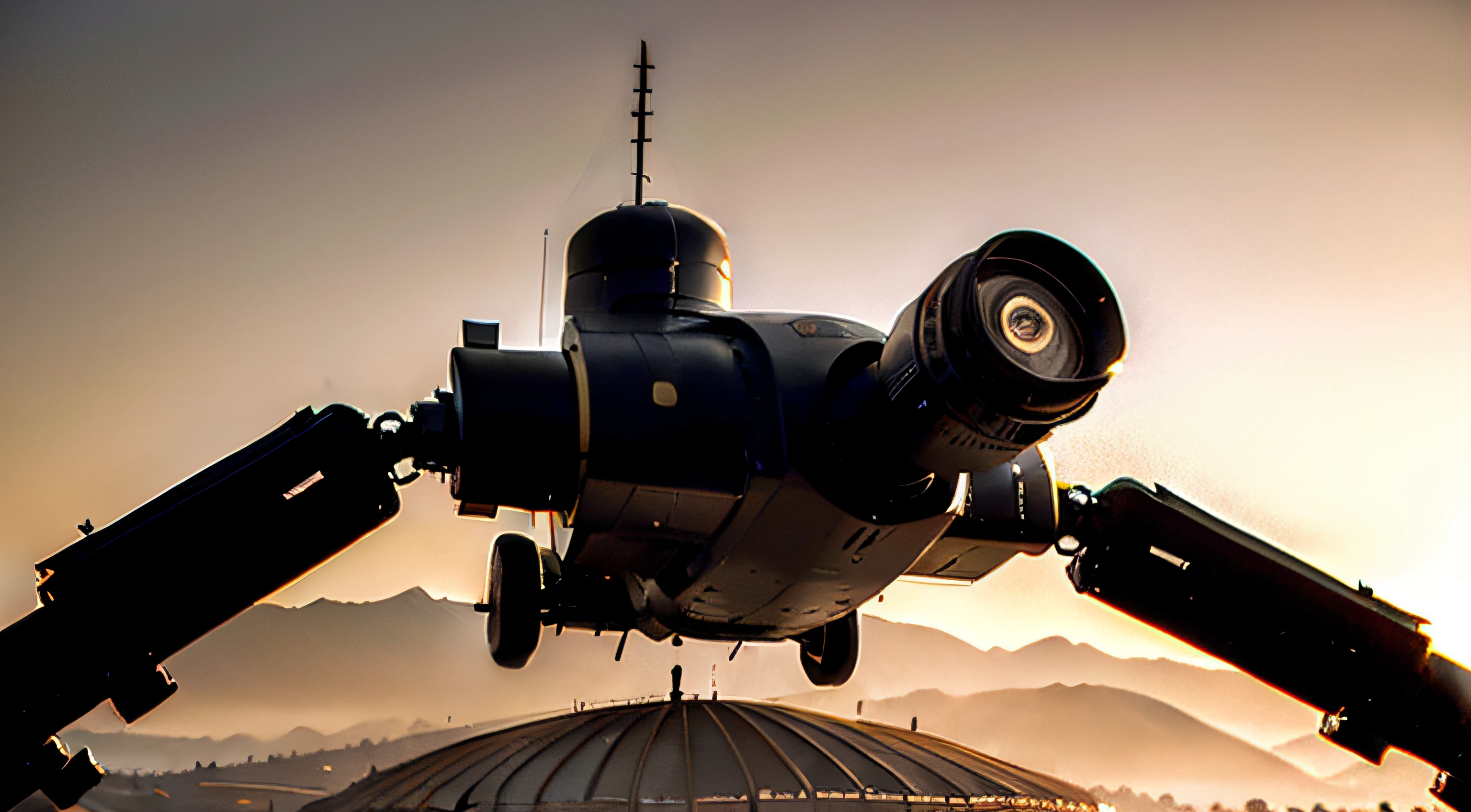 On Mars, multiple scientific and technological robotic arms are building streamlined scientific research buildings, and streamlined housing and roads. During the day, yellow sky, high-tech aircraft flying in the sky, engineering machinery, details of technological robotic arms, basic architectural details, ultra-wide-angle lens, high reality, light and dark contrast,