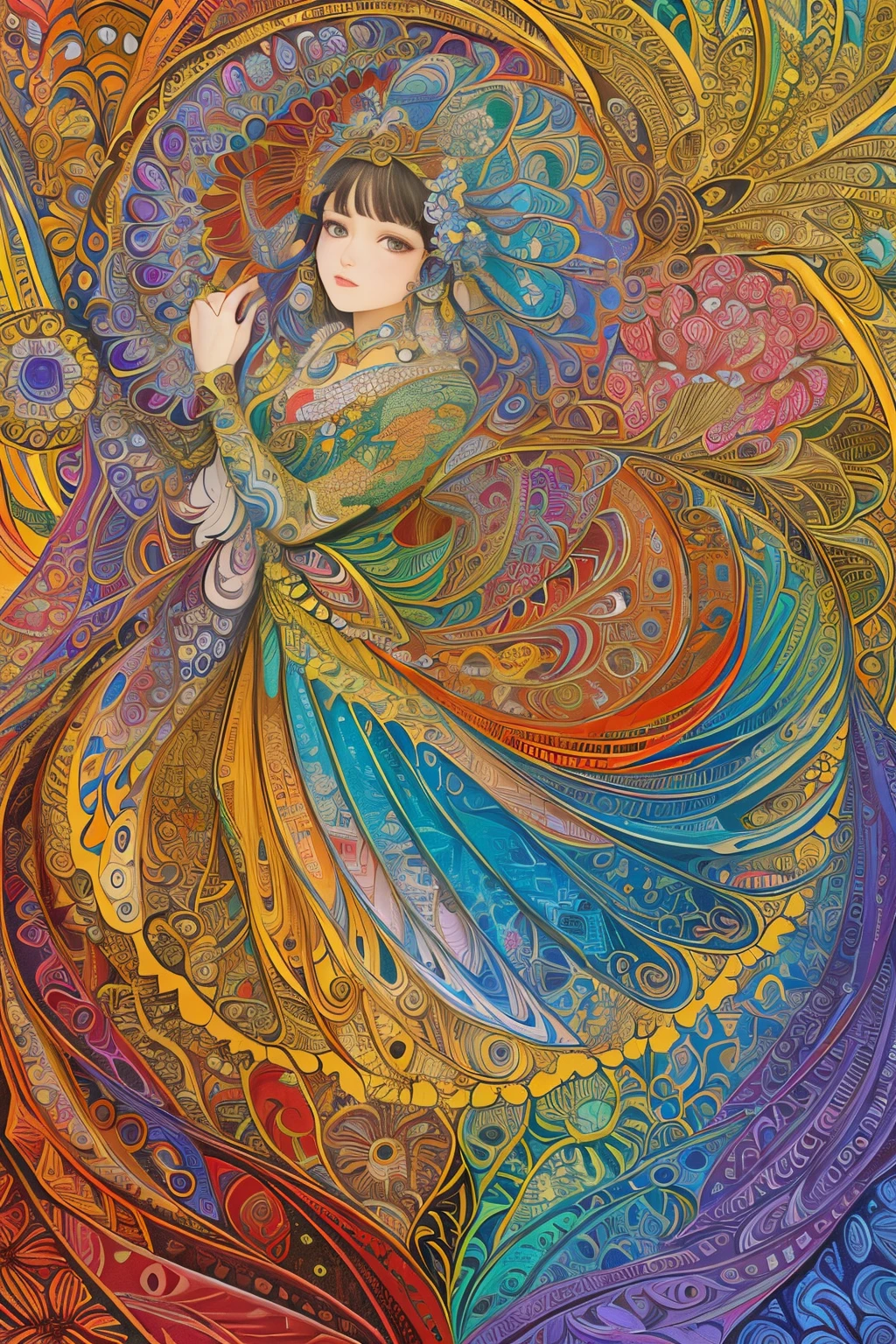 (masterpiece, top quality, best quality, official art, beautiful and aesthetic:1.2), (1 bird:1.3), , extremely detailed,(fractal art:1.1),(colorful:1.1)(flowers:1.3),highest detailed,(zentangle:1.2), (dynamic pose), (abstract background:1.3), (persian Traditional ornament:1.2),  (many colors:1.4),