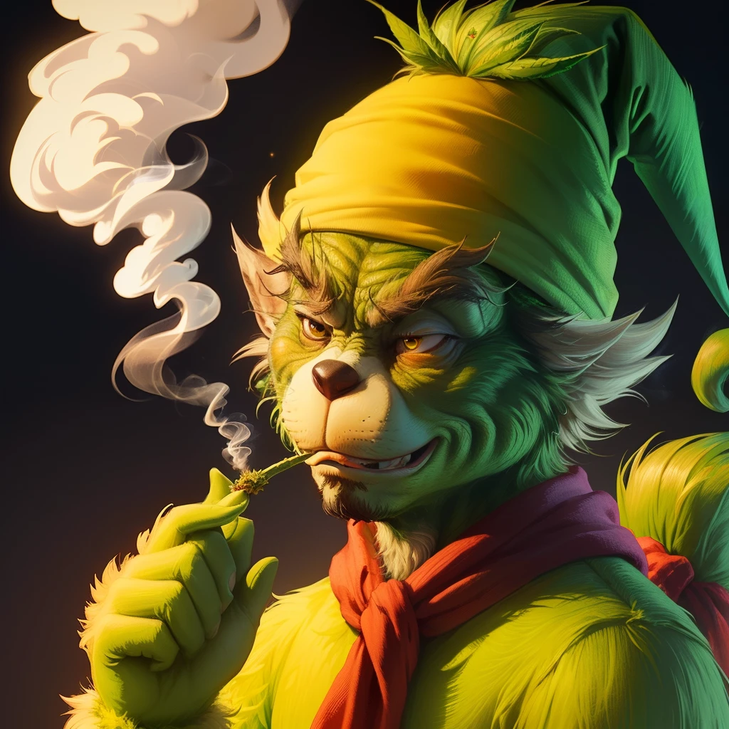 The Grinch smoking weed