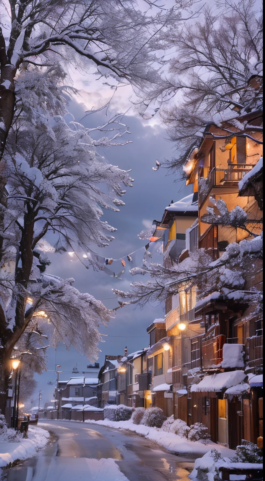 The north wind is blowing, the snow is flying, the evening is clear, the clouds are pale, the sun is cold,