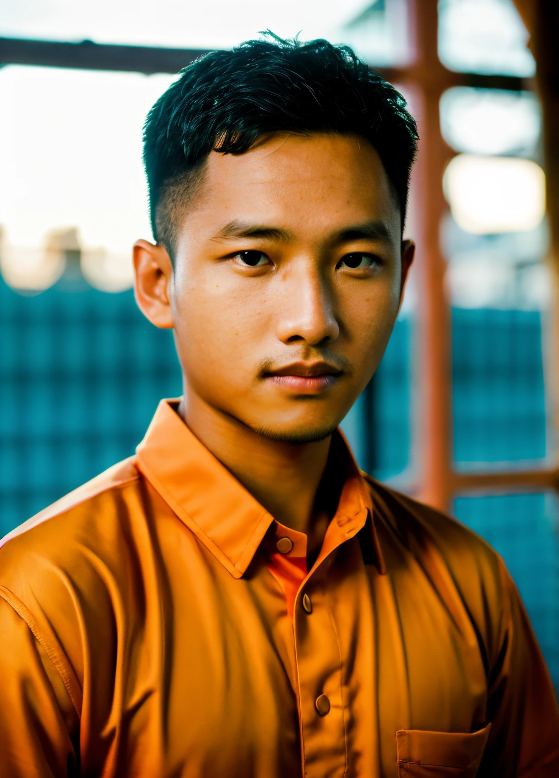 Syahnk,RAW photo, a (potrait:1.2) of a very handsome man, (high detailed skin:1.2), 8k uhd, dslr, soft lighting, high quality, film grain, Fujifilm XT3