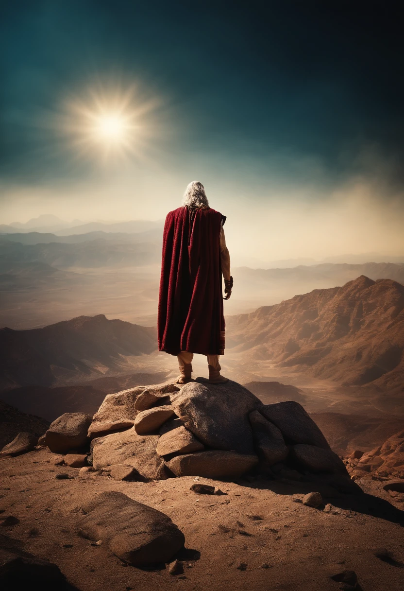 The Ten Commandments of Moses、moses tablet、Moses standing on top of Mount Sinai
