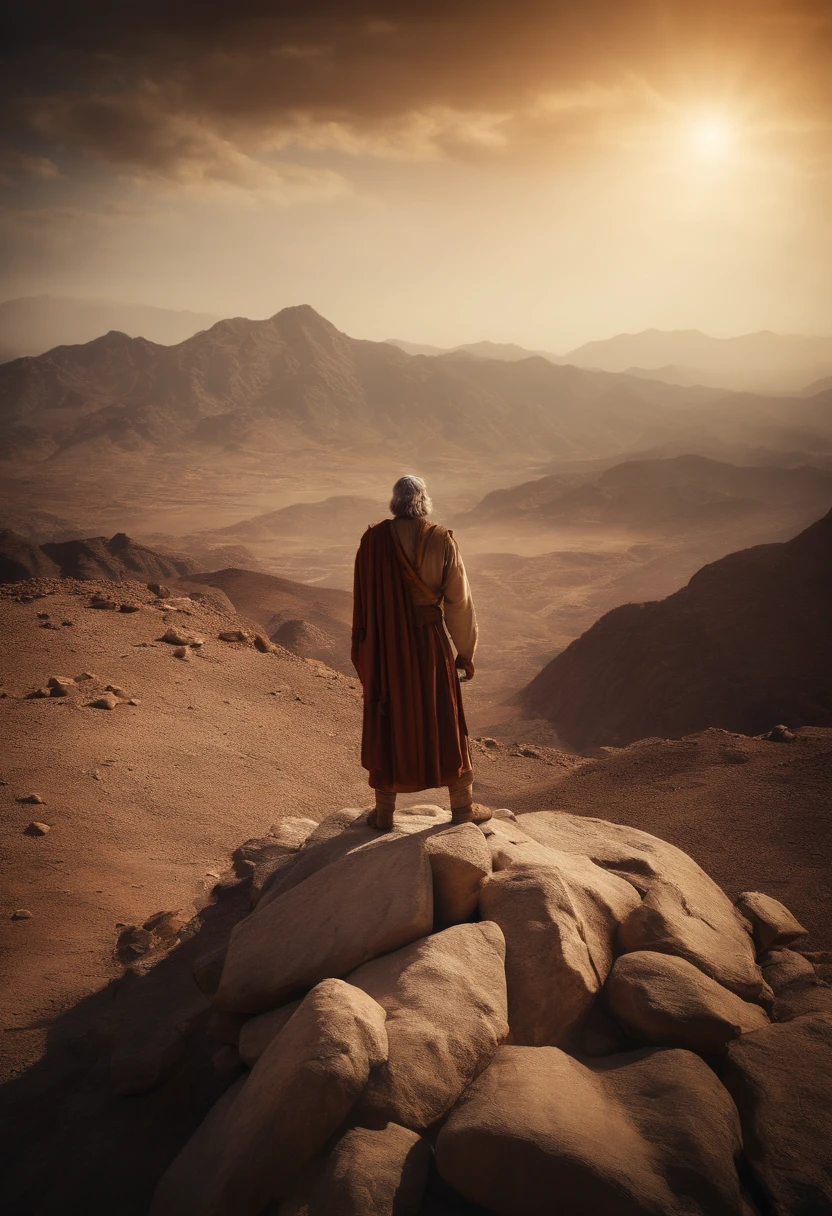 The Ten Commandments of Moses、moses tablet、Moses standing on top of Mount Sinai