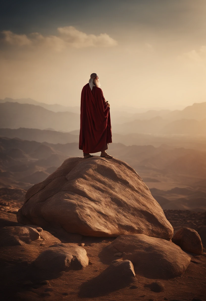The Ten Commandments of Moses、moses tablet、Moses standing on top of Mount Sinai