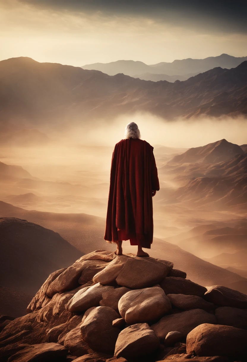 The Ten Commandments of Moses、moses tablet、Moses standing on top of Mount Sinai