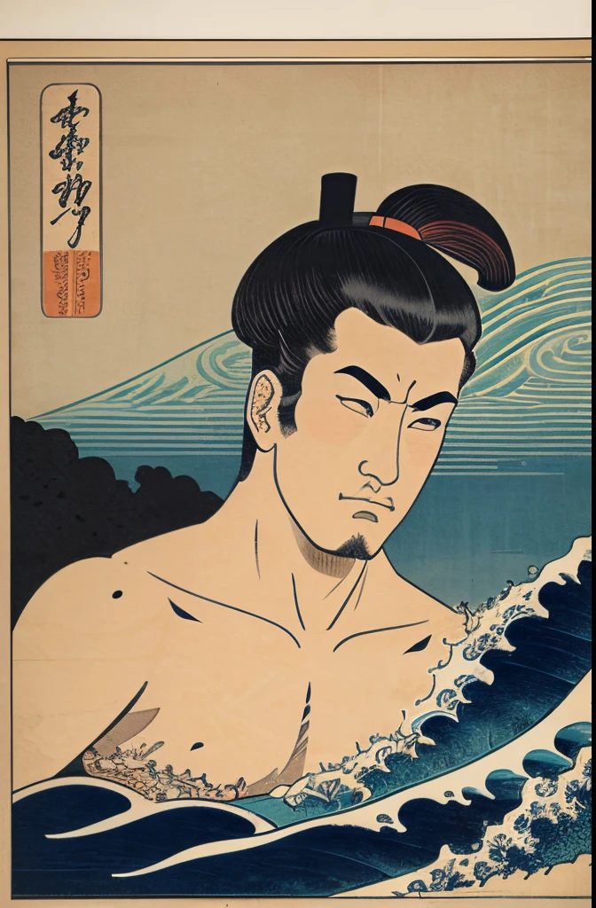 a ukiyo-e of man, in Hokusai Katsushika