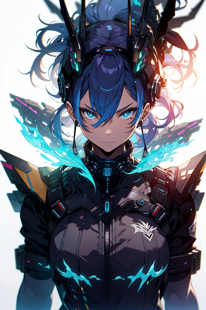 Cyber punk girl, fantasy world, dark background, overwatch, clean design, epic Instagram, artstation, splash of colorful paint, contour, hyperdetailed intricately detailed, unreal engine, fantastical, intricate detail, splash screen, complementary colors, fantasy concept art, 8k resolution, deviantart masterpiece, oil painting, heavy strokes, paint dripping,(isolated on white background:1.3), rainbow skin,
