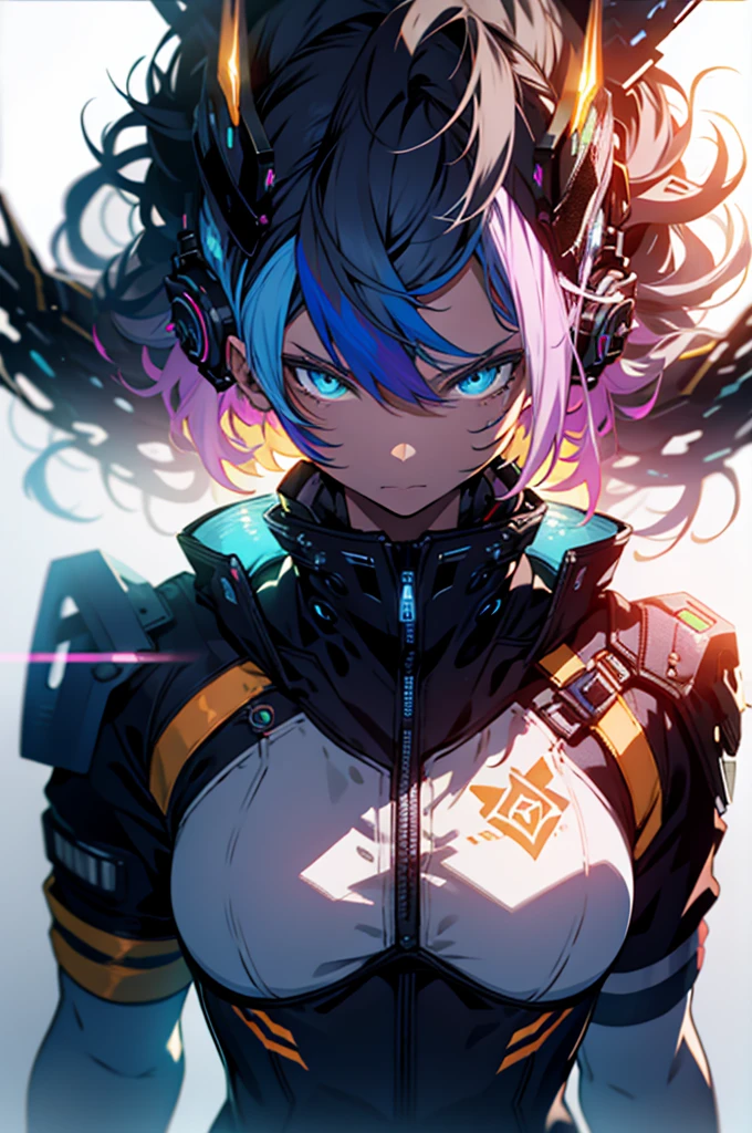 Cyber punk girl, fantasy world, dark background, overwatch, clean design, epic Instagram, artstation, splash of colorful paint, contour, hyperdetailed intricately detailed, unreal engine, fantastical, intricate detail, splash screen, complementary colors, fantasy concept art, 8k resolution, deviantart masterpiece, oil painting, heavy strokes, paint dripping,(isolated on white background:1.3), rainbow skin,