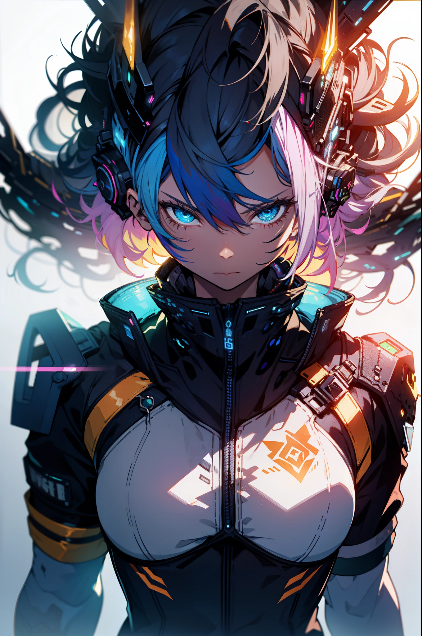 Cyber punk girl, fantasy world, dark background, overwatch, clean design, epic Instagram, artstation, splash of colorful paint, contour, hyperdetailed intricately detailed, unreal engine, fantastical, intricate detail, splash screen, complementary colors, fantasy concept art, 8k resolution, deviantart masterpiece, oil painting, heavy strokes, paint dripping,(isolated on white background:1.3), rainbow skin,