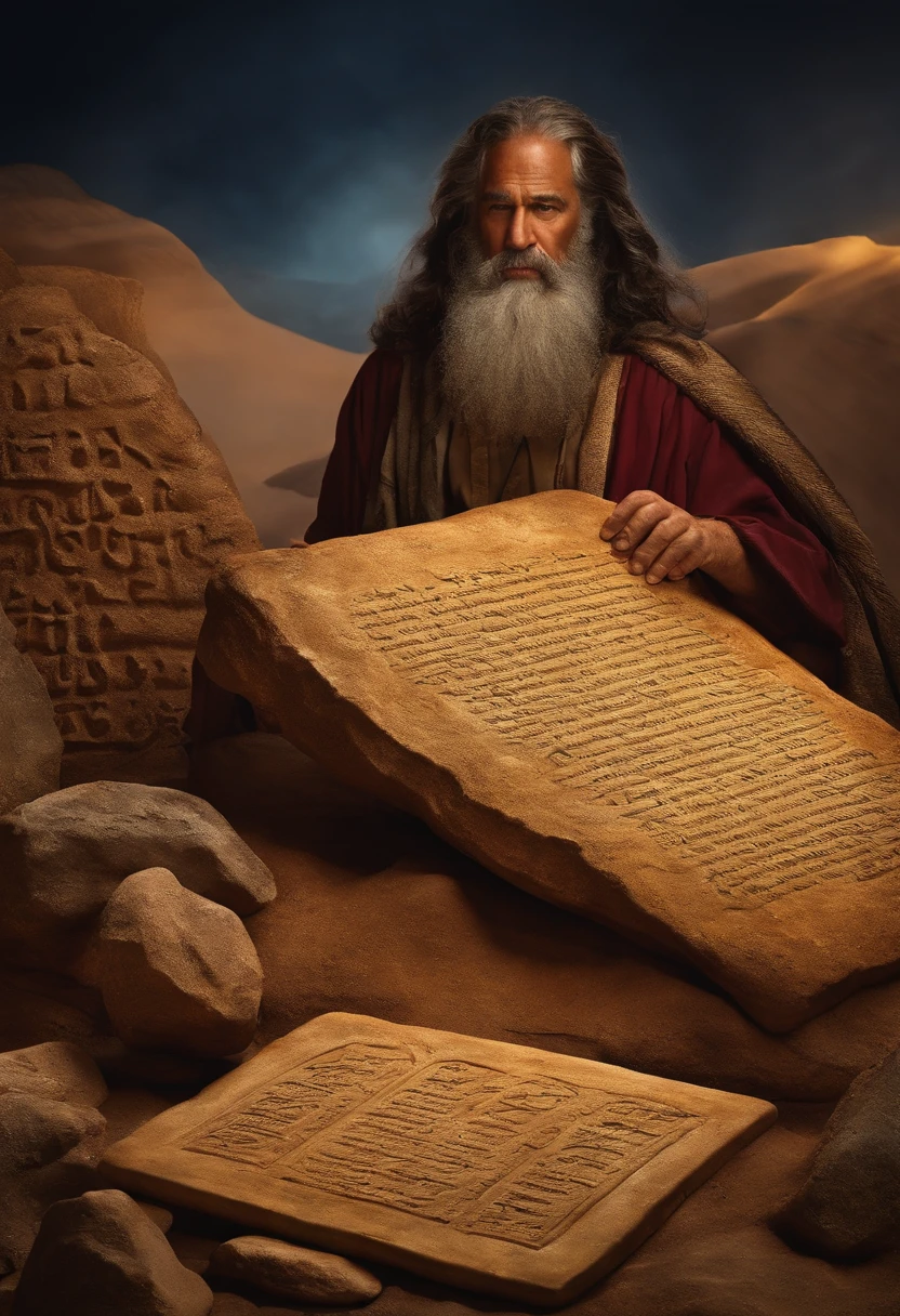 The Ten Commandments of Moses、moses tablet、god'fingers carve letters、on the tablets of moses