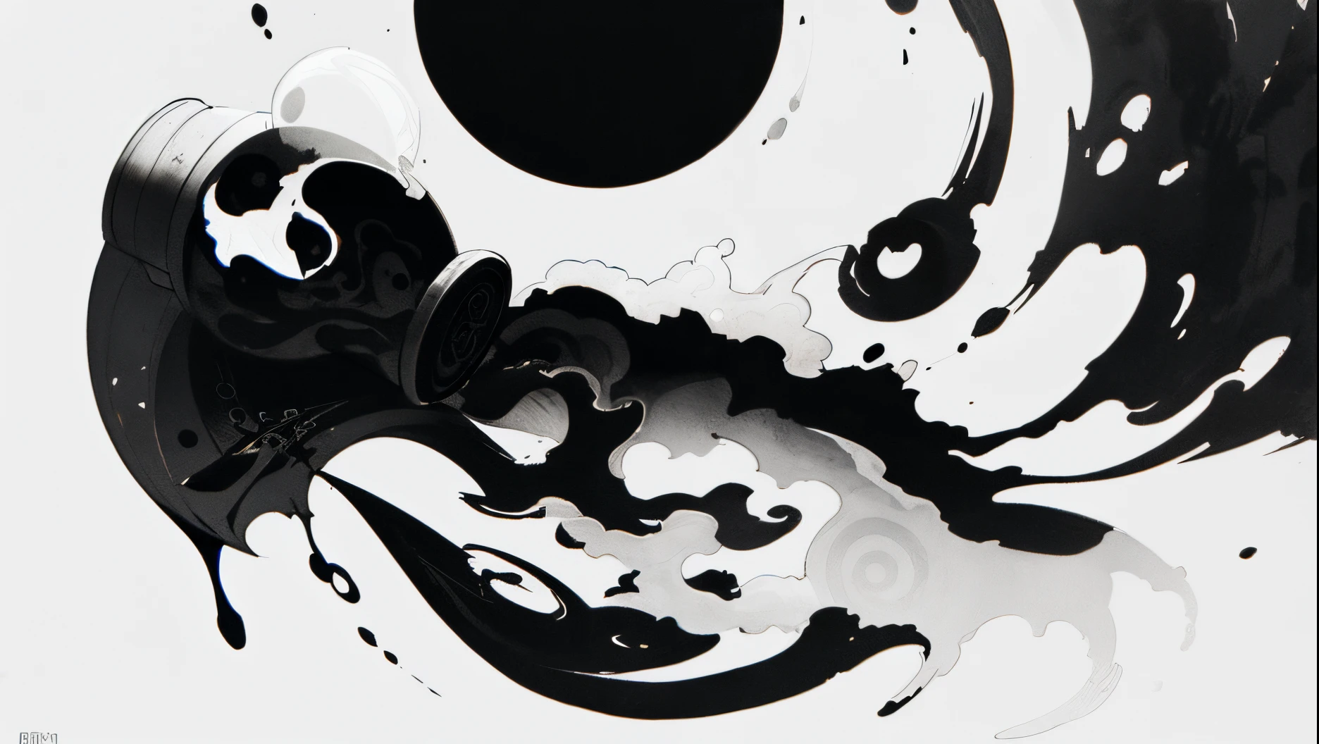 ((vetor)), ((Logo)), ((illustration)) black and white 2d line illustration of a alabaster vase pouring liquid, Destaque no Pixabay, linhas de pincel, respingo de tinta, contorno de tinta preta, Derramamento, silhueta estilizada, Hokusai, contorno de tinta, tinta escura, potion, Logo, Liquefeito, tatuagem da velha escola, fundo branco, high contrast illustration, liquid smoke, black ink illustration, arte conceitual, best quality