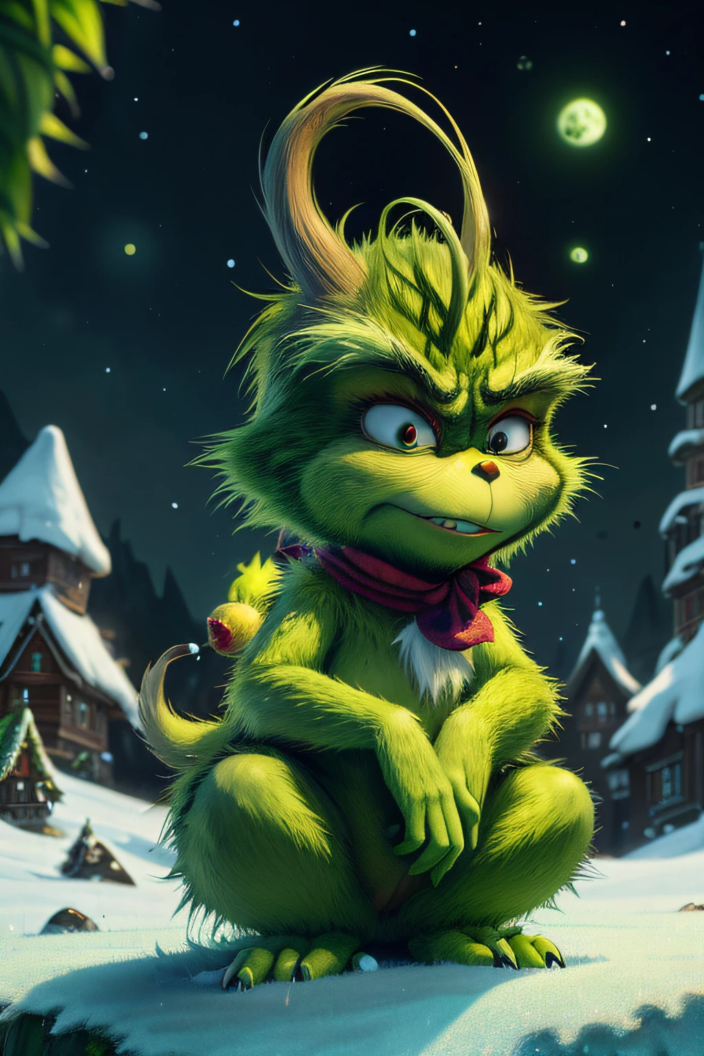 Grinch, illustrations that express the characteristics of the Grinch very well, and a quirky background, (best composition), (Masterpiece), (Best Quality), (Ultra high Detailes)