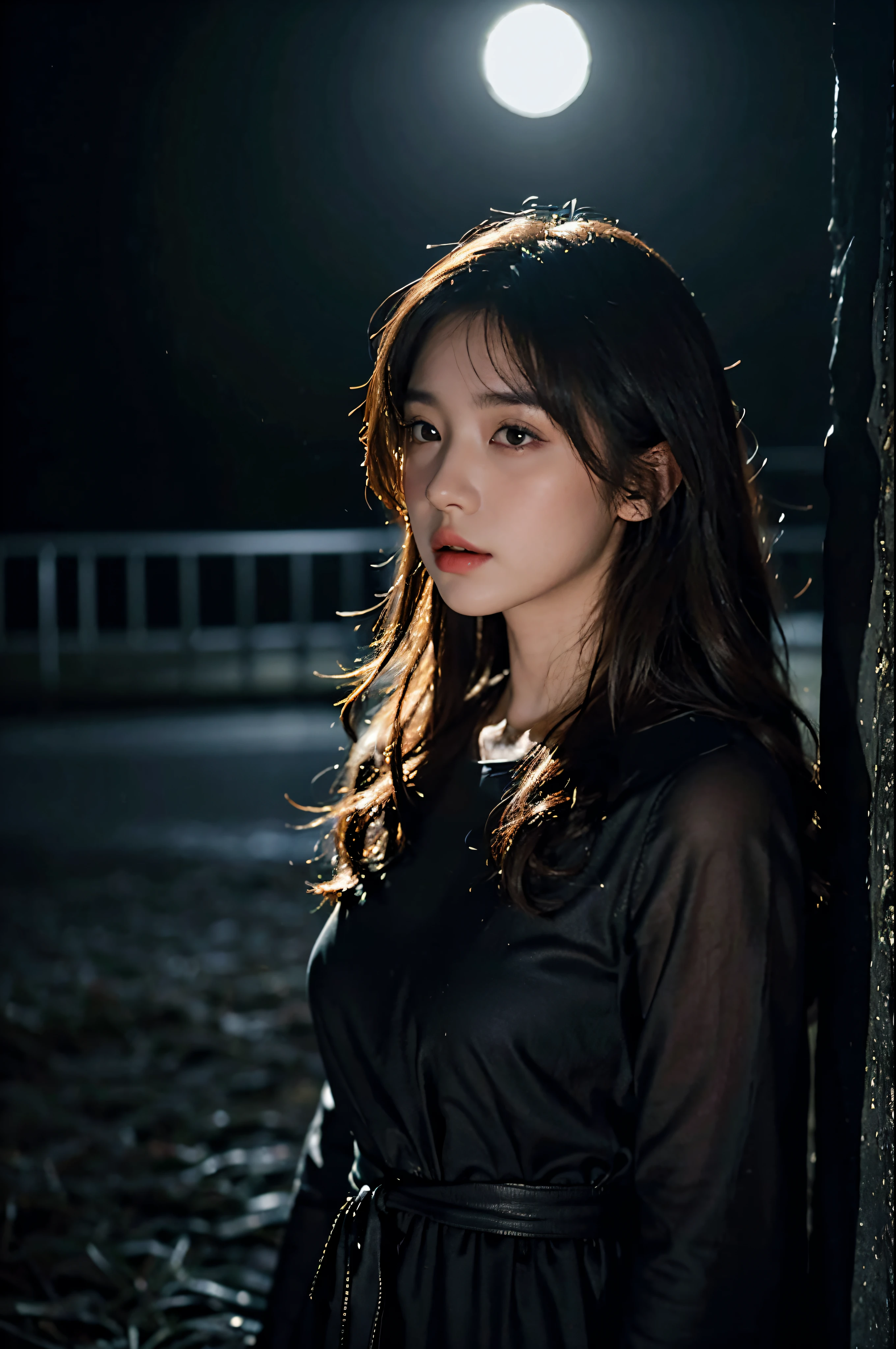 1 plump girl, 175cm,Korean K-pop idols and models ,23years old,Soft body, accurate brunette, curlies,Lesbian, Hair grows to the waist,Lesbian,8K, RAW photogr, Best quality at best, tmasterpiece,actual, realistically,(In the darkness of the night:1.6), Surrealistic Female Portraits by David Hockney and Alphonse Mucha, Fantasyart, Live photos, 动态照明, art  stations, poster for, Volumetriclighting, Very detailed faces, 4K'', Award-Awarded, 1 rapariga, In the darkness of the night, deepshadow, low pitch, cow boy shooting, (official outfit:1.4), Long gray hair