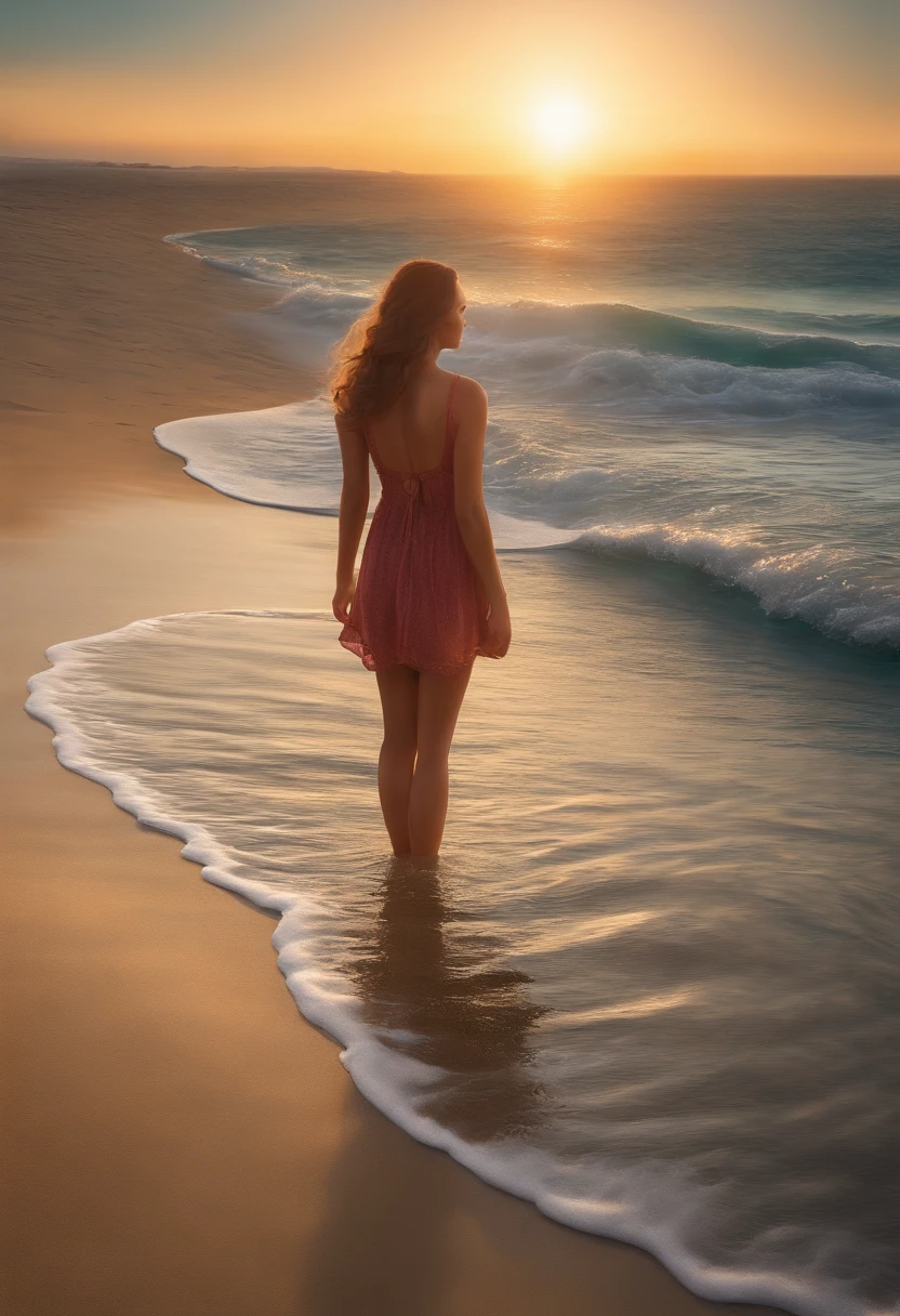 "best quality,4k,8k,highres,masterpiece:1.2),ultra-detailed,realistic,photorealistic:1.37,a girl with her feet in the water,star-filled sky,beach scene,stunning view,serene atmosphere,gentle waves,soft sand,crystal clear water,beautiful reflections,twinkling stars,peaceful moment,vivid colors,dreamy ambiance,perfect balance of light and shadows"