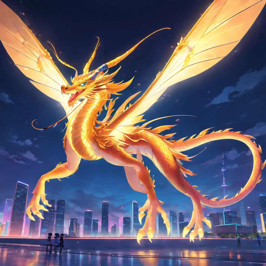 chinesedragon,  (Full body shot) , 1 transparent Chinese dragon fly in cloud, Transparent mech, dreamy glow, luminous neon lights, Clean, White background, ( Global illumination, Ray traching, hdr, unreal render,reasonable design, high detal, Masterpiece, Best quality, hyper HD, Cinematic lighting)
