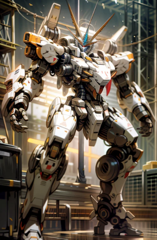 Bokeh，standing on your feet，ultra - detailed，offcial art，4k 8k wallpapers，droid，，mechs，Gundam Energy Angel，big sword，More mechanical details