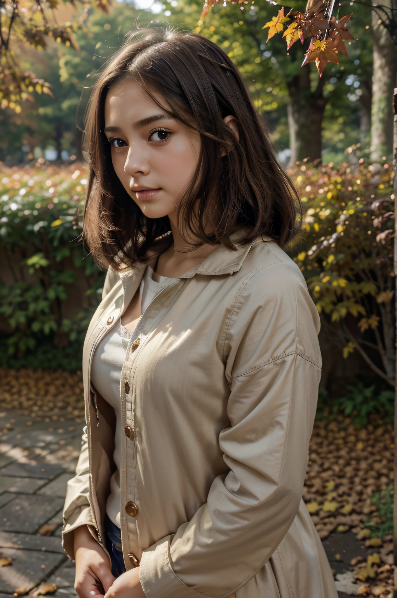 (Preserve face images), pale face:1.3、Super thin face:1.3, (very big eyes:1.5)、 (blown eyes:1.5), master piece、8K, {highest quality}, {{masterpiece}}, {very delicate and beautiful}, outstanding light and shadow, highly detailed wallpaper, clear and bright sunlight, (((Full body))), 1 girl, blush、(薄い茶colorの髪), strong sunlight, ((a strong light shines on your face)), color々A pose:1.5, necklace、ring、earrings、 BREAK (light-khaki color theme:1.4), (light-khaki color tops:1.4), ((gigid cotton texture, large Pockets):1.3), (wear a oversized light-khaki colour cotton workwear cargo dress with a stiff texture over naked body:1.4), ((short Sleeves, bottomless, knot on waist):1.3), (one-piece), ((collar, chainbone, thighs):1.3), (worker boots:1.2), ,(Toothless smile:1,5),