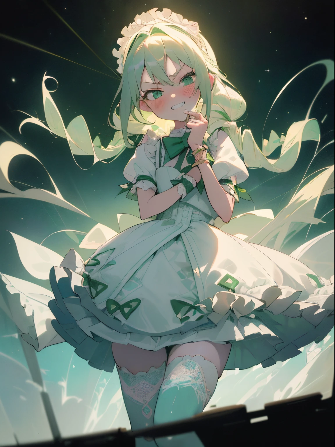(extremely detailed CG), [standing portrait, upper body, close-up of girl:0.4], slim body, camisole dress, gradient background, anime character, character design, perfect hands, (cute girl:1.1), zero gravity