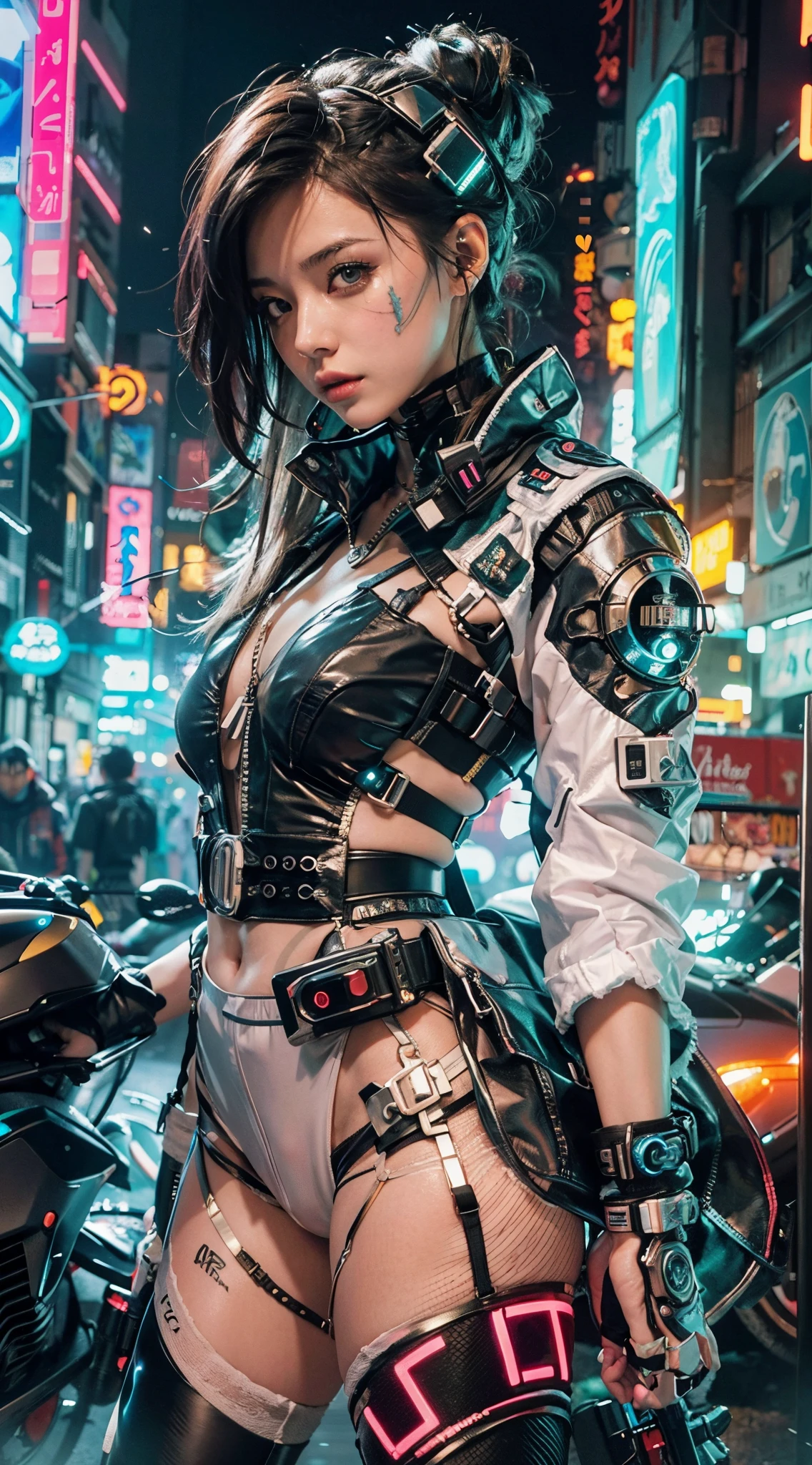 Cybernetic woman in a futuristic costume posing for a photo., estilo de arte cyberpunk, Arte digital cyberpunk anime, Chica de anime cyberpunk, Chica femenina de anime cyberpunk, cyberpunk 2 0 y. o Chica modelo, Estilo cyberpunk hiperrealista, Digital Cyberpunk - Arte Anime, cyberpunk artstyle, Chica cyberpunk, cyberpunk themed art, arte de anime cyberpunk, Cyberpunk Streetwear, Cyberpunk hermosa chica, en estilo cyberpunk