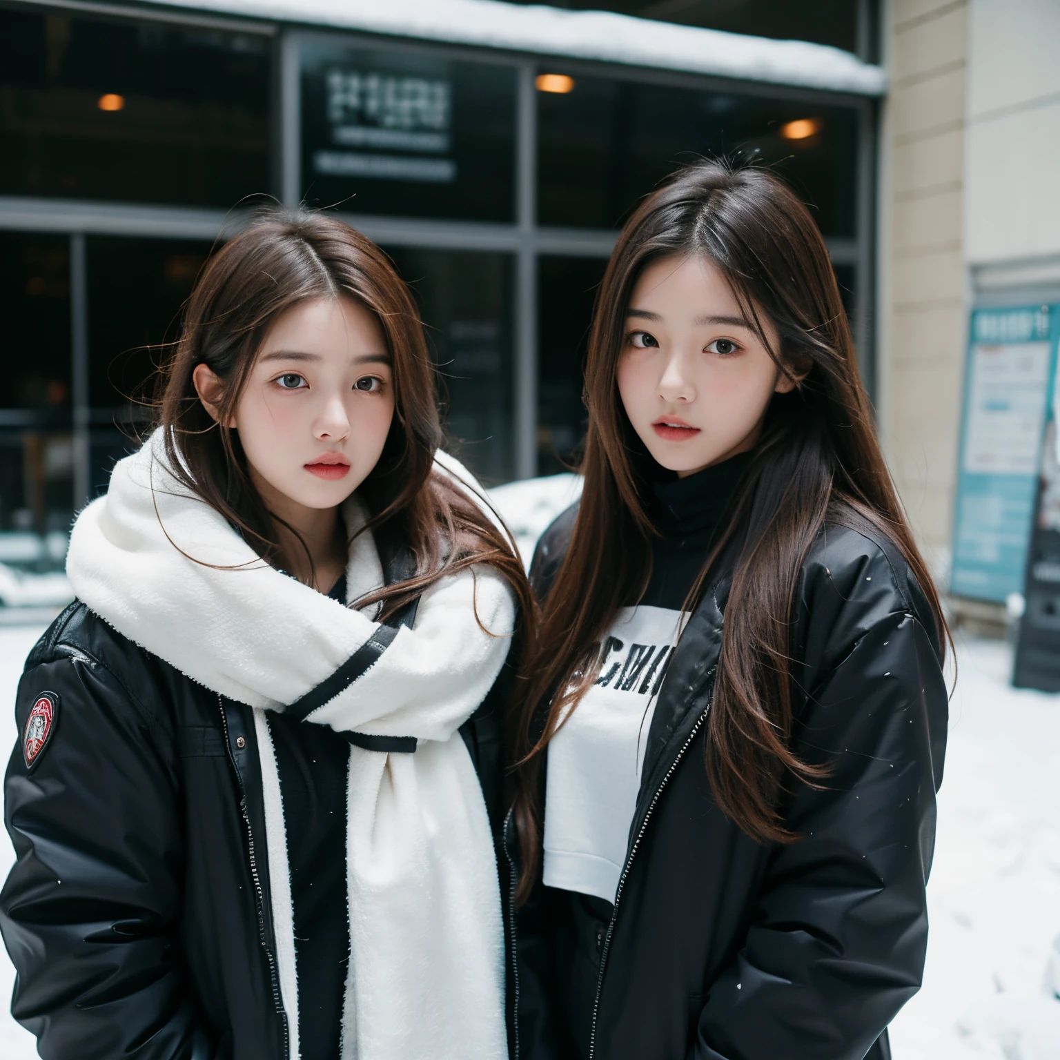 Long-haired girls，teens girl，high and cold