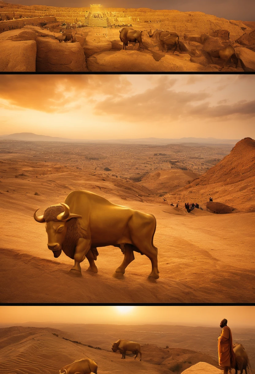 The Ten Commandments of Moses、moses tablet、on the tablets of moses、600,000 people overlooking Israel、golden bull golden bull statue