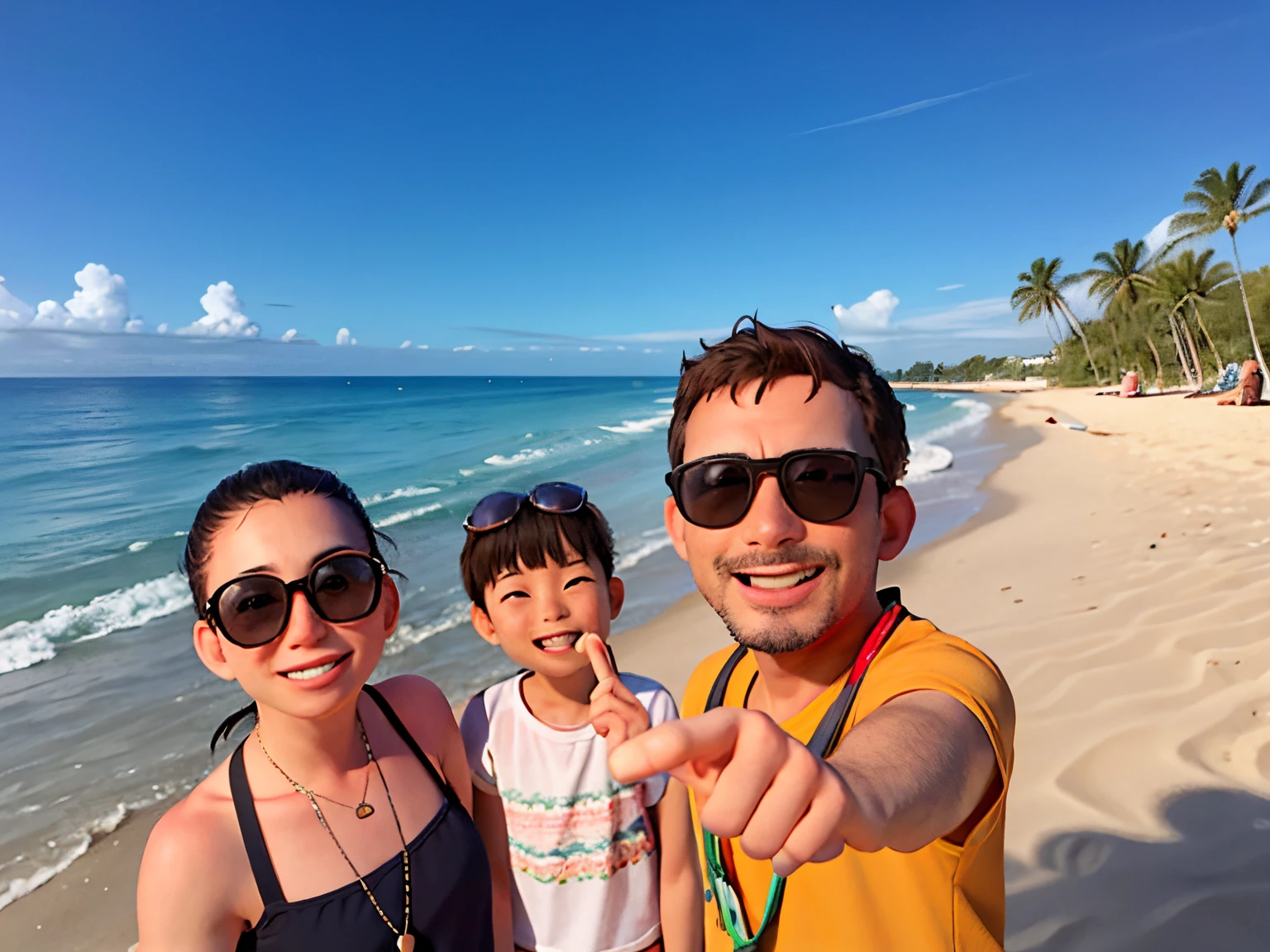 there are two people taking a selfie on the beach, vacation photo, standing near the beach, in the beach, beach pic, at the beach, standing at the beach, at a tropical beach, family, having a great time, reddit post, 4 0 years old man, posing on a beach with the ocean, taken in the early 2020s
