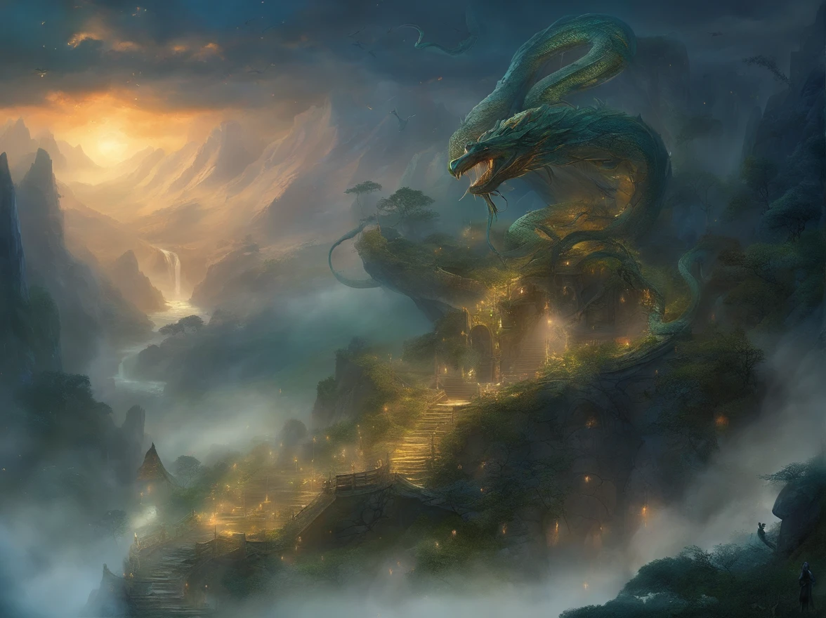 (best quality,4k,8k,highres,masterpiece:1.2),ultra-detailed,realistic,photorealistic:1.37,multiple snakes,hiding in fog,sea,serpents,lurking in mist,hauntingly beautiful,ethereal atmosphere,mysterious,creatures slithering,camouflaged,revealed through fog,shrouded in mist,majestic,entrancing,deadly,venomous,mesmerizing,snakes intertwined,body of water,calm surface,rippling waves,soft hues of blue and gray,misty air,dampness,mysterious foggy landscape,unearthly light,ethereal,translucent,serpentine forms,sharp scales,glistening,dark,slithering motion,twisted and coiled,hidden treasures,piercing eyes,staring into your soul,ancient creatures,enchanted scene,fantasy-like,mythical beings,undulating movement,otherworldly habitat,shadows and whispers in the mist,secrets of the deep,unseen predators,ominous,haunting presence,spine-tingling,awe-inspiring,mythical powers,marvelous creation of nature,serenity and mystery intertwined,subtle details,evoking a sense of wonder and fear,lost world,astounding nature's artwork,intertwined with nature,mesmerizing dance of life and death,unleashing primal instincts,stirring deep emotions,unforgettable encounter.