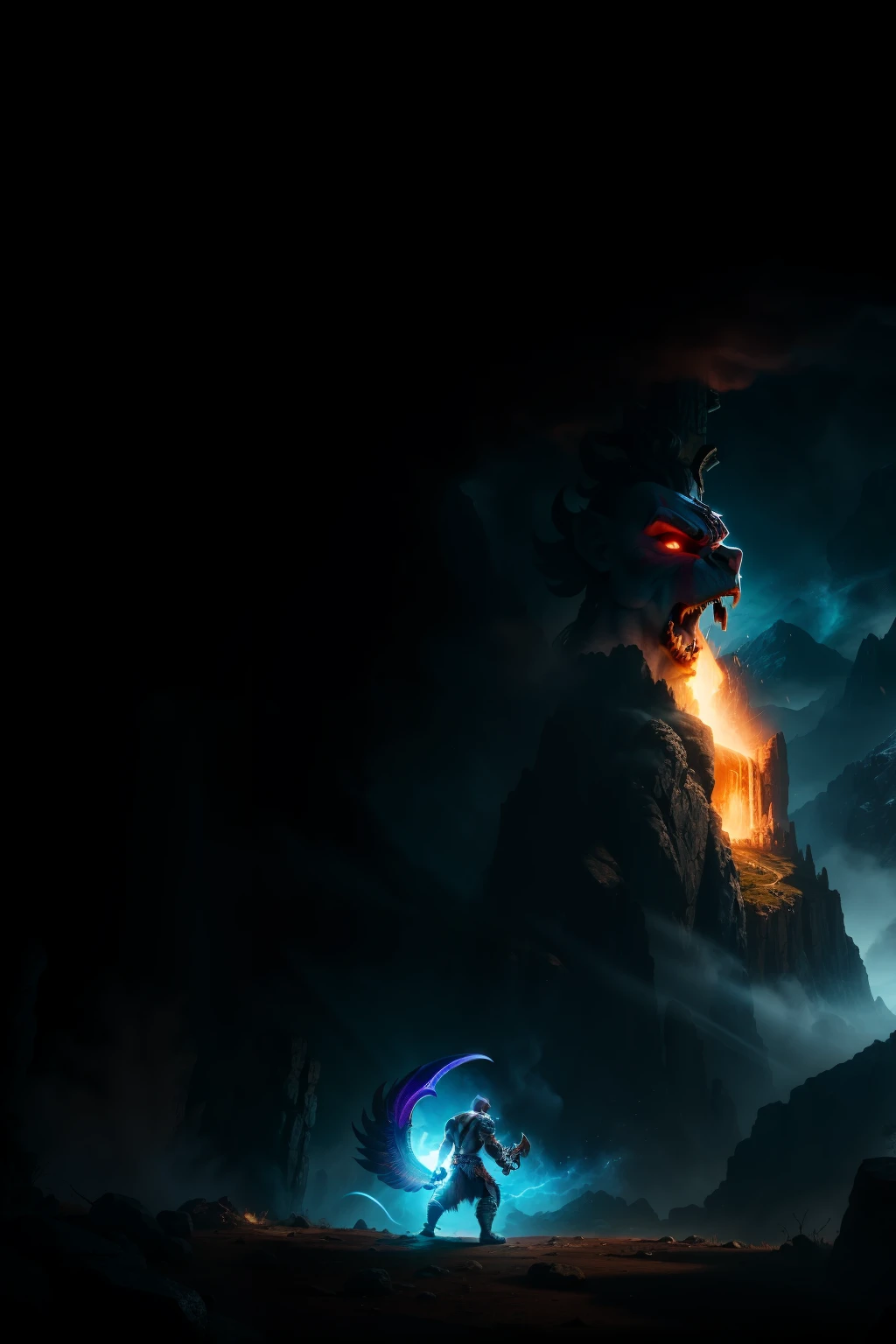 Kratos montado em um minotauro lutando contra zeus