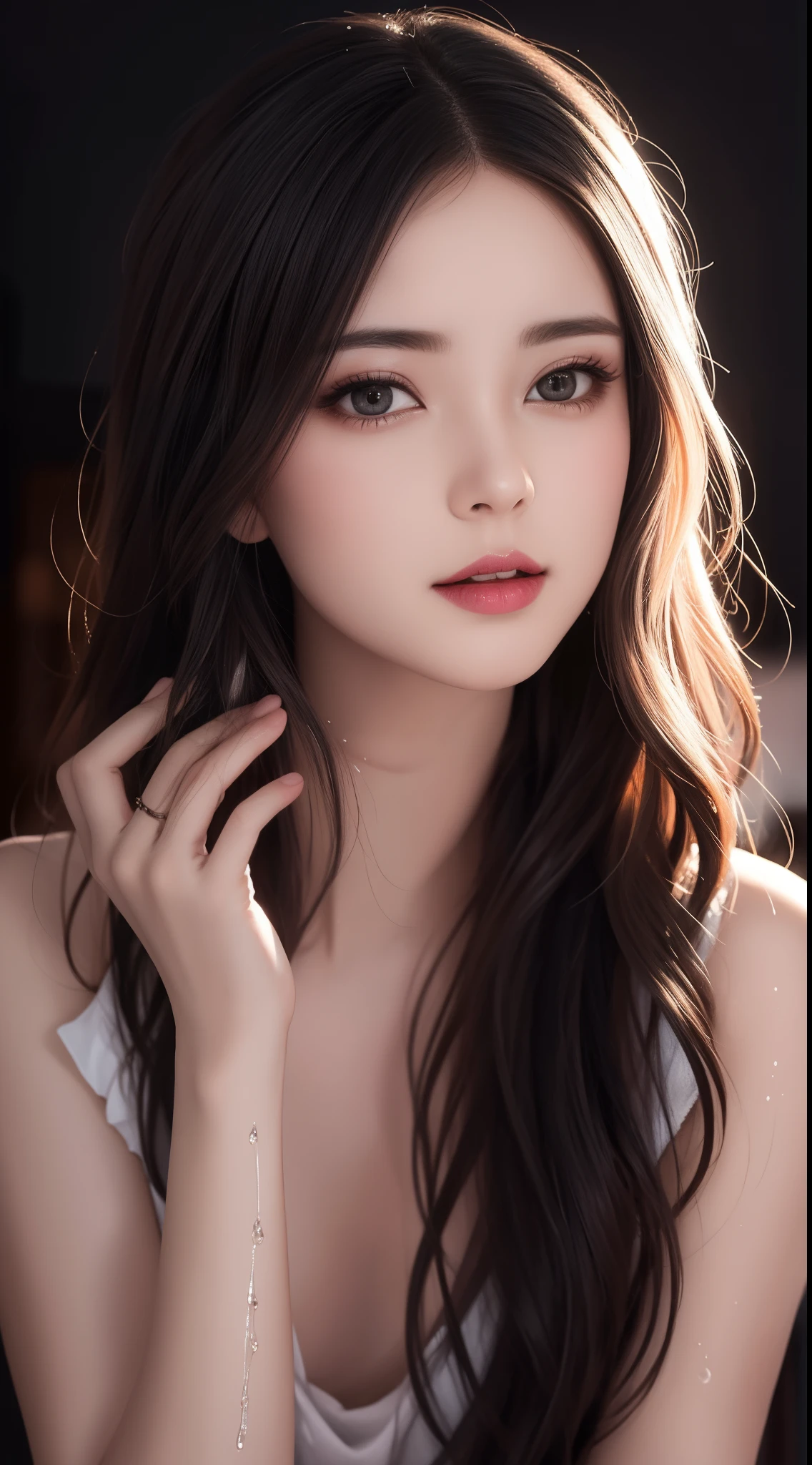 best qualtiy,tmasterpiece,hight resolution,1girll,dingdall effect,realisticlying,edge lit,two tone lighting,(highdetailskin:1.2),8K UHD,pure,Dolce,flowers background,Colorful background,Based on physical rendering,Perfect Light and Shadow,extreme hight detail,Pink tones,eye reflections,Raised sexy,perfect bodies,Superb Beauty,largeeyes,long eyelasher,Delicate eyes,big shiny eyes,Minor pupil reflex,Shoulder and neck details,The texture of the pupil is delicate,Perfect eyes,black pupils,best qualtiy,tmasterpiece,16 K,a picture,head portrait,Bigchest,long-sleeve,Take care of your chest,Large breasts,Delicate avatars